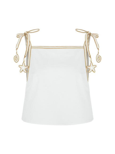 Bridgitte Embellished Tank Top - Snow White