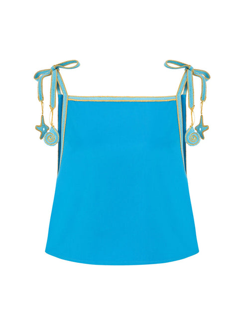 Bridgitte Embellished Tank Top - Malibu Blue