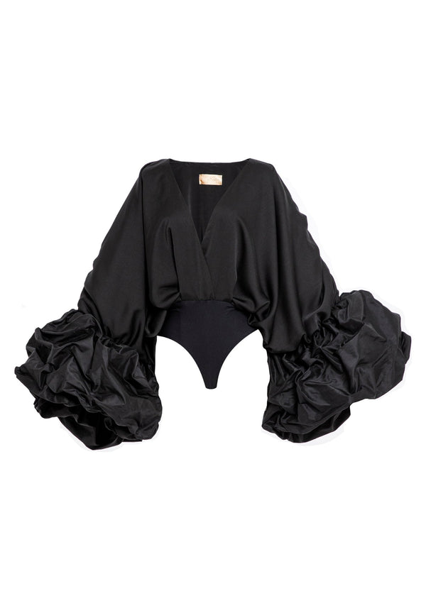 Aura Silk Bodysuit - Black
