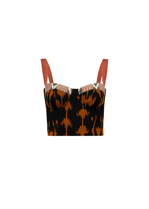 Kia Bustier - Black Ikat