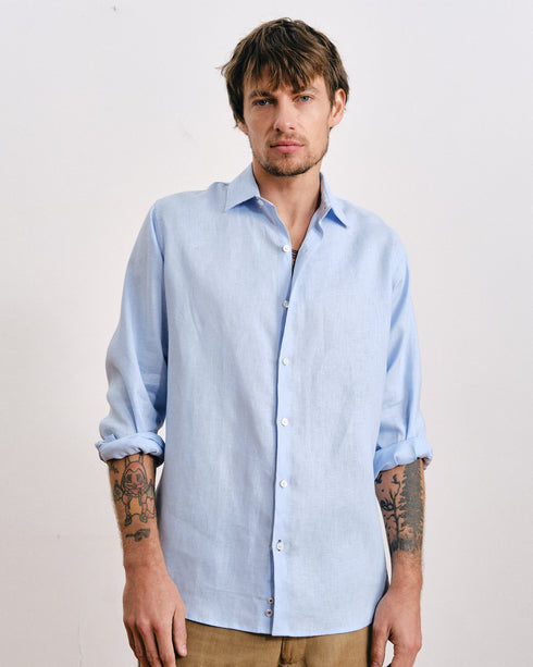 HEMINGWAY LINEN SHIRT BABY BLUE