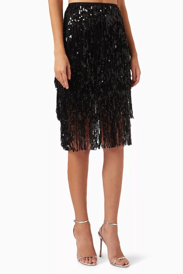LA CONFIANZA SKIRT IN BLACK SEQUINS