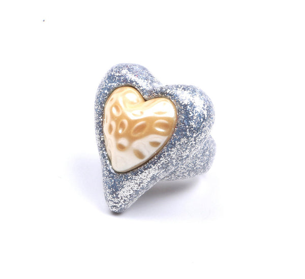 Heart Ring - Glitter Silver