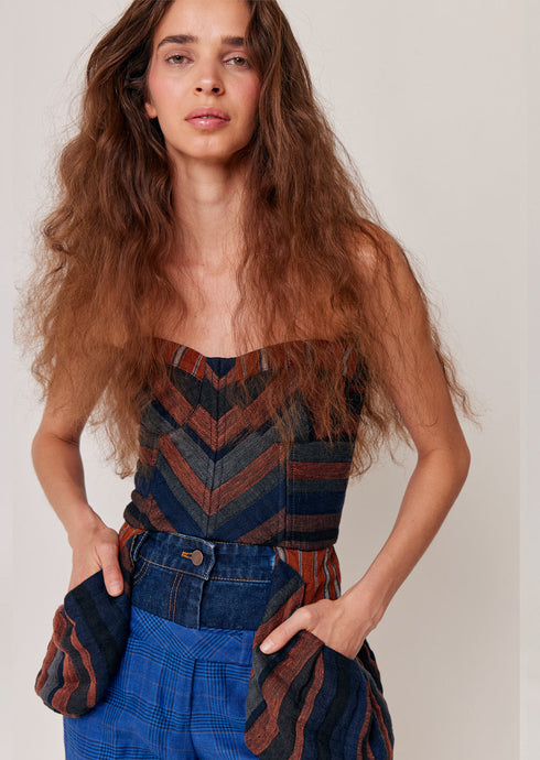 Raw Camp Bustier - Navy Red