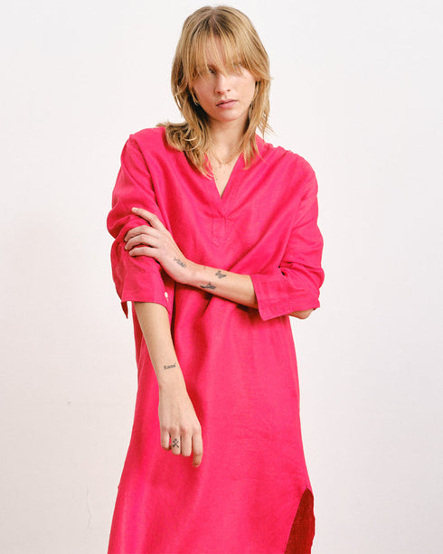 LUPE LINEN DRESS RED