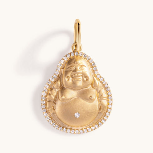 Pave Outline Gold Buddha Necklace Charm