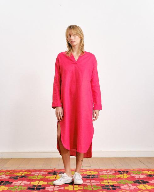 LUPE LINEN DRESS RED