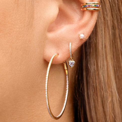 Slim Diamond Hoop Earrings