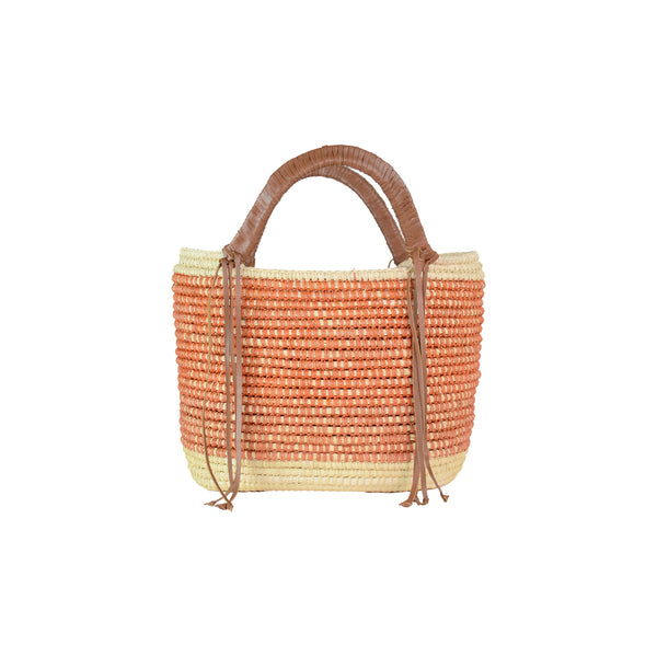 "LOS ANDES" OVAL TOTE WITH LEATHER HANDLE