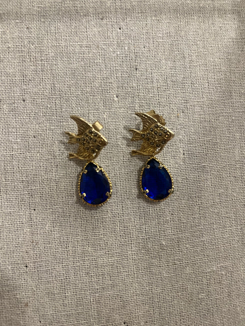 Blue fish earring