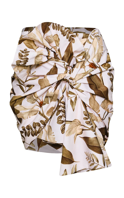 Marea Twist-Front Cotton-Blend Mini Skirt